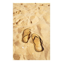 golden slippers on the beach stationery design