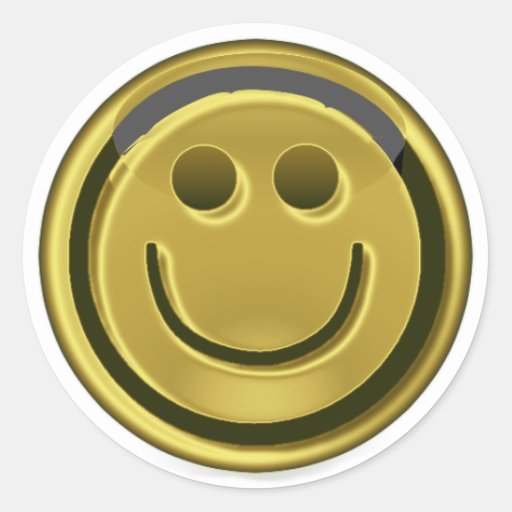 Golden Smiley Face Round Stickers Zazzle