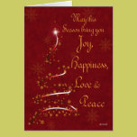 Golden Snowflakes Christmas Tree Holiday Card cards