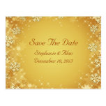 Golden Snowflakes Save The Date Postcard