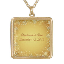 Golden Snowflakes Wedding Necklace