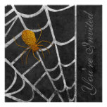 Golden Spider Halloween Costume Party Invitation