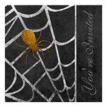 Golden Spider Halloween Costume Party Invitation