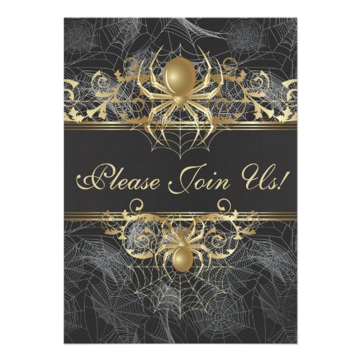 Golden SPiders Wedding Invitation