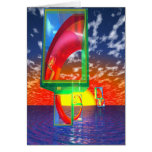 Golden Spiral Sunset Sailing Greeting Card
