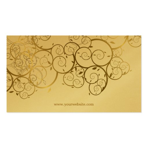 Golden Spirals Leaves Ornamental Deco Vintage Chic Business Card (back side)