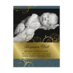 Golden Spirals Vines Photo Birth Announcement postcards