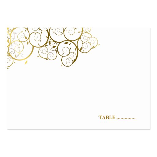 Golden Spirals Wedding Guest Seating Place Card Business Cards (front side)