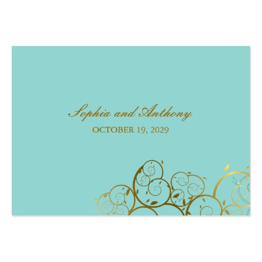 Golden Spirals Wedding Guest Seating Place Card Business Cards (back side)