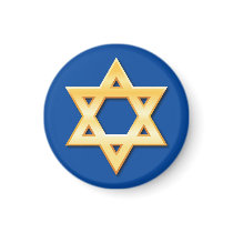 Golden star of David on blue fridge magnet