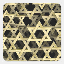 Golden Star Of David Square Stickers