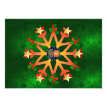 Golden Star Snowflake Personalized Announcements