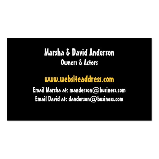 Golden Stars & Copper Beams Party Business Card (back side)