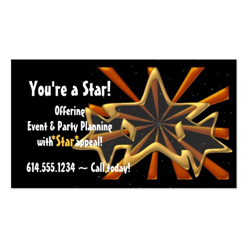 Golden Stars & Copper Beams Party Business Card