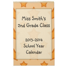 Golden Stars School Year Calendar with lined pages
