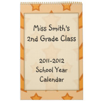 Golden Stars School Year Calendar with lined pages