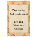 Golden Stars School Year Calendar with lined pages