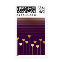 Golden Stem Hearts Postage