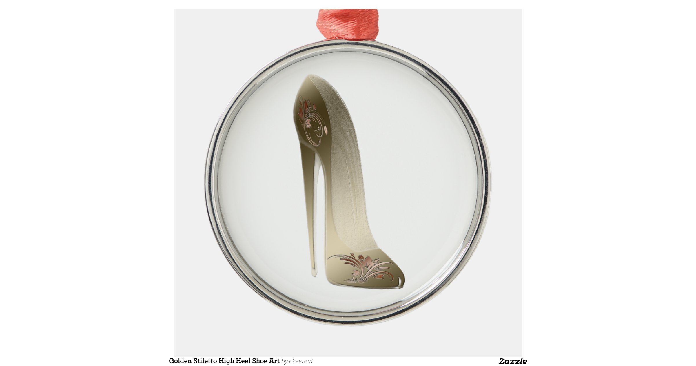 golden stiletto high heel shoe art round metal christmas golden stiletto high heel shoe art round metal christmas
