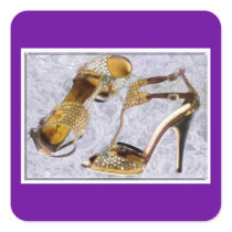 Golden Studded Stilettos Square Sticker