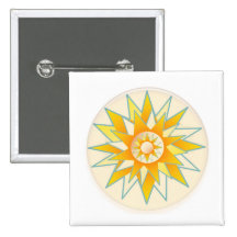 Golden Sun Shine Flower Pinback Button
