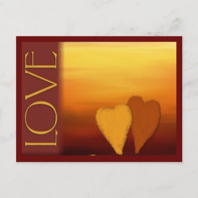 Golden sunset love card postcard