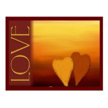 Golden sunset love card postcard