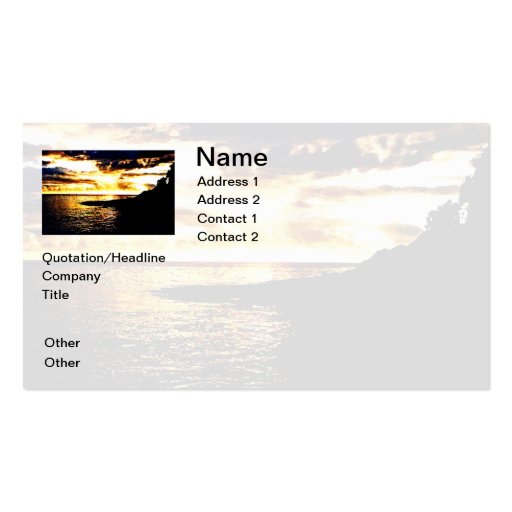 Golden Sunset Over the Water in Dominica Business Card Template (front side)
