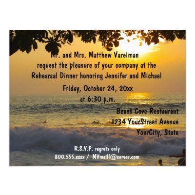 Golden Sunset Rehearsal Dinner Custom Invites