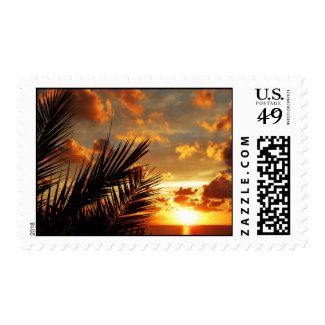 Golden Sunset Sea and Palmtree Postage