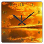 Golden Sunset Wall Clock