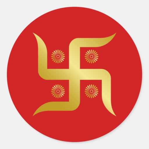 Golden Swastika Classic Round Sticker Zazzle