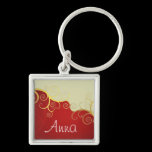 Golden swirls keychain with your name keychains