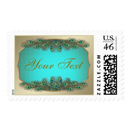 Golden text frame template postage