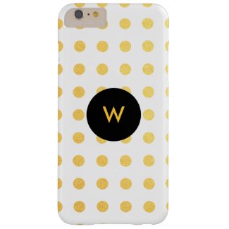 Golden Texture Polka Dots with Monogram iPhone 6 Plus Case