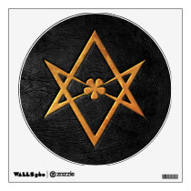 Golden Thelemic Unicursal Hexagram Black Leather wall decals