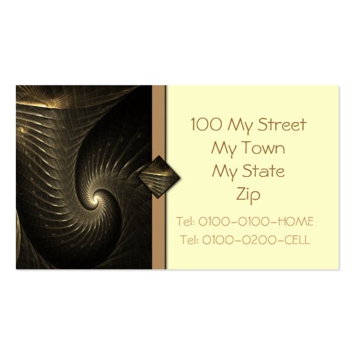 Golden Thread Spiral Fractal Art Business Card Templates (back side)