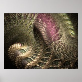 Golden Threads Flame Fractal Poster