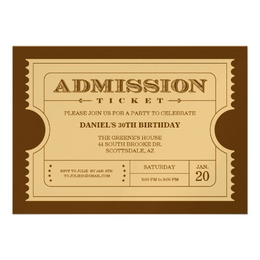 Golden Ticket Invitations on Gold Sparkle Paper