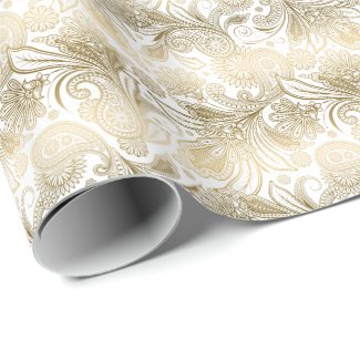 Golden Tones Ornate Paisley Pattern Wrapping Paper