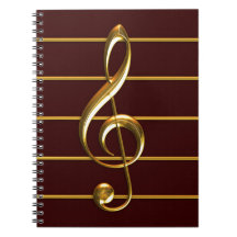 Golden Treble Clef Spiral Note Book