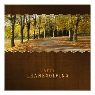 Golden Trees Path Thanksgiving invitation
