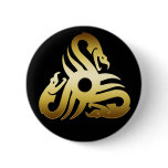 GOLDEN TRIBAL SNAKES PINBACK BUTTON