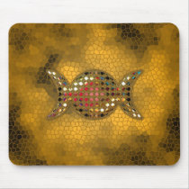 Golden Triple Goddess Wicca Magic Symbol Mousepad