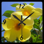 Golden Trumpet Flowers Wall Clock