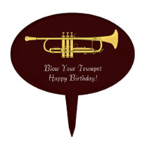 Golden Trumpet Music Birthday Blow Your Own Cake Pick at Zazzle