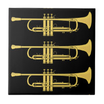 Golden Trumpet Music Theme Ceramic Tiles at Zazzle