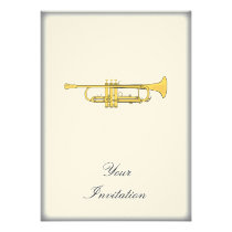 Golden Trumpet Music Theme Custom Invite at Zazzle