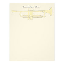 Golden Trumpet Music Theme Custom Letterhead at Zazzle