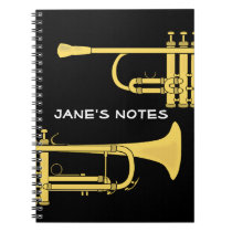 Golden Trumpet Music Theme Spiral Note Books at Zazzle